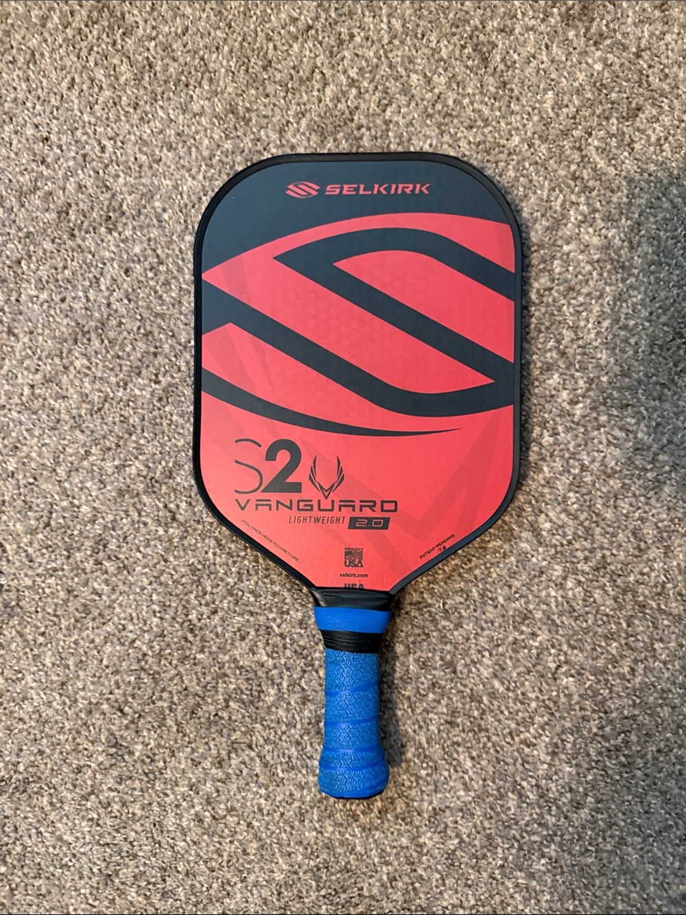 Selkirk Vanguard S2 Lightweight 2.0 Pickleball Paddle - Red with Blue Handle